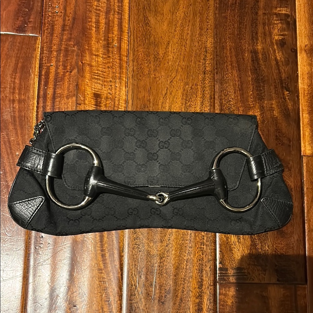 Gucci Black Clutch with Silver Hardware